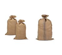 La Cordeline ACJN28PAL-L2 Lot 2 Sacs Pommes de terre Toile de Jute 60x105 cm, 305 gr/m2, 50kg Naturel & Sac en toile de jute 68x112cm Premium 643 gr/m² Capacité 100kg Btwill Naturel