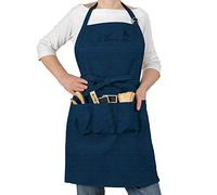 La Cordeline Tablier bleu jean pour jardinage ou cuisine CJN45JE, brodé, 100 % coton, multipoches, coutures renforcées Taille Unique