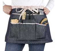 La cordeline Tablier Court Multipoches Jardinage & Bricolage - Coton épais Résistant - Taille Réglable Mixte - Bleu Jean Fleurs