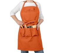 La cordeline Tablier de Jardinage Long Coton Épais - 5 Poches Renforcées, Réglable et Lavable - Idéal Jardinage, Bricolage, Cuisine - Orange