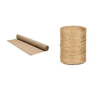 La cordeline Toile de Jute Teinte Naturelle, 275 GR/m², Rouleau 1 m x 10 m & CJN37 Ficelle Jute Teinte Naturelle 200 m, sans Odeur, pour Bricolage, Jardinage, Entretien, Emballage, Arts créatifs