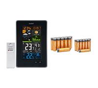 La Crosse Technology WS6835 Station Météo Colorée avec Phases de Lune - Noir + Amazon Basics Pack économique de 24 piles AA et AAA hautes performances - 12 piles AA et 12 piles AAA