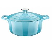 La Cuisine 2175MB Cocotte en Fonte Émaillée avec Couvercle Ø 26 cm, Capacité 4.75 L Bleu Clair, Émail Noir Mat Intérieur, Compatible avec Toutes Sources de Chaleur (Induction Incluse)