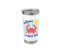 La Dolce Vita Crabe Citron Italie Littoral Summer Retro Graphic Gobelet isotherme en acier inoxydable double paroi