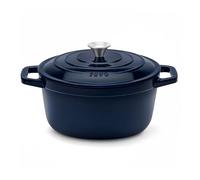 La Fonderie 1890 Cocotte Ronde Fonte Émaillée 22cm ALMA22, Capacité 3,3 L, Bleu Marine, Compatible Tous Feux, Induction, Gaz, Électrique, Grill, Four, Couvercle en Fonte, Idéale pour Mijoter et Rôtir