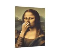La Joconde Se Pince Le Nez Affiche, Drôle Mona Lisa Toile Murale Salle De Bain, Humoristique Classique Décoration & Farce Tableau, pour WC, Sanitaires Et Lavabo sans Cadre 30x40cm