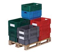 LA-KA-PE Bacs gerbables-emboîtables PP rouge L600xl400xH320mm LA-KA-PE Quantité:1