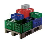 LA-KA-PE Conteneur de transport gerbable L600xl400xH320mm gris PP poignée traversante par Quantité:1