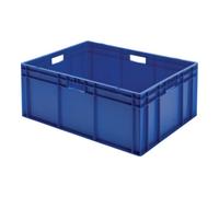 LA-KA-PE Bac de transport gerbable L800xP600xH320 mm bleu, fermé avec trou de poignée