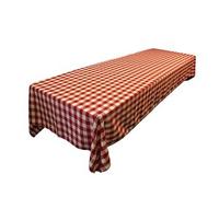 LA Linen Checkered Nappe rectangulaire en Polyester à Carreaux Vichy 152,4 x 366,8 cm, Rouge/Blanc, 144 x 60 inch (Rectangular)