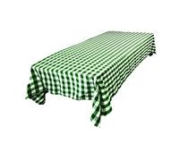 LA Linen Checkered Nappe rectangulaire en Polyester à Carreaux Vichy 152,4 x 366,8 cm, Vert Chasseur/Blanc, 144 x 60 inch (Rectangular)