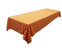 LA Linen Nappe rectangulaire à Carreaux Vichy en Polyester, Blanc/Orange, 152,4 x 213,4 cm