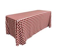 LA Linen Nappe rectangulaire en Polyester à Carreaux Rouge/Blanc 228 x 332 cm