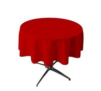 LA Linen Nappe Ronde en Popeline de Polyester Rouge 147,3 cm