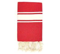 LA MAISON D'AMELIE Fouta 100 cm x 200 cm Cap Ferret Rouge - 100% Coton - Finition Franges