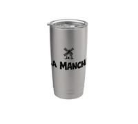 La Mancha Moulin à vent espagnol Don Quichotte Imprimé Noir Gobelet isotherme en acier inoxydable double paroi