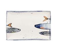 La Mediterránea Assiette de présentation en céramique 30x20cm Peixe 2.0 Plat rectangulaire décor poisson - 6 pièces