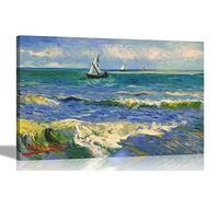 La Mer aux Saintes-Maries-de-la-Mer par Vincent Van Gogh sur Toile encadrée | Décoration murale | Œuvre d'art moderne | Impressions encadrée 60 x 40 cm (24 x 16 pouces) A2
