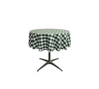 La Nappe Ronde en Lin Poly à Carreaux, Polyester, Vert/Blanc, 147.32 x 147.32 x 0.04 cm