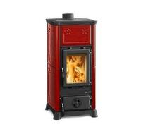 Poêle à bois La Nordica Emiliana 6,5 kW Habillage extérieur en majolique Bordeaux