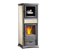 Poêle à bois La Nordica TermoRossella Plus Forno DSA 4.0 | 11,1 kW Hydro avec compartiment de cuisson Majolika Liberty Panna