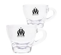 la plume dorée, set de 2 tasses à café en verre - Olympique de Marseille