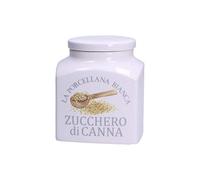 La Porcelaine Blanche - Pot en porcelaine déco sucre de canne dans une boîte cadeau - Conserve, bocaux et conteneurs - bocaux de cuisine - porcelaine - 1100 cc ; 11,5 x 11,5 x 14,5 cm