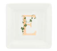 La Porcelaine Blanche - Soucoupe carrée Lettre E - Décoration Maison, Cuisine - Ligne Adorato - Idée Cadeau - Porcelaine - 10 x 10 x 1,5 cm
