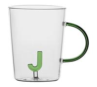 LA PORCELLANA BIANCA - Tasse Lettre J en verre borosilicate, capacité 400 cc, collection Allalettre