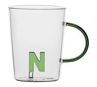 LA PORCELLANA BIANCA - Tasse Lettre 'N' en verre borosilicate, capacité 400 cc, collection Allalettre