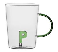 LA PORCELLANA BIANCA - Tasse lettre 'P' en verre borosilicate, capacité 400 cc, collection Allalettre