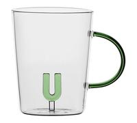 LA PORCELLANA BIANCA - Tasse lettre 'U' en verre borosilicate, capacité 400 cc, collection Allalettre