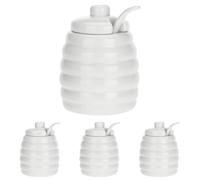 la Porcellana "Menage Sucrier avec cuillère Boîte Cadeau, Blanc (Lot de 4)