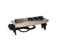 Orno Prise encastrée OR-AE-1364 – 3x2P+Z, 2xUSB, câble 1,8 m, boîtier nickelé
