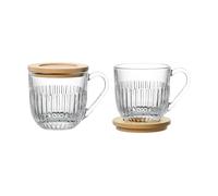 La Rochère Mugs Ouessant avec couvercles/soucoupes. lot de 2 Transparent-bambou
