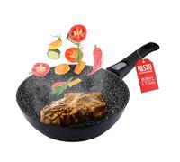 LA SAUTEUSE ANTIADHÉSIVE RESTO KITCHENWARE-LA GRANDE POÊLE PROFONDE DE 28 CM-LA POÊLE À INDUCTION EN ALUMINIUM FORGÉ SANS PFOA-LA POÊLE À FRIRE AVEC LE FOND RENFORCÉ ET LA MANCHE AMOVIBLE