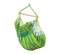 La Siesta® Domingo - Chaise Hamac Confort Intempéries, Fibre Fonctionnelle, Fabrication Kolumbien, Grande Surface, Stabilisateur Bambou, Relaxation en Plein Air - Lime, Single