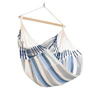 La Siesta® Domingo - Chaise Hamac Confort Intempéries, Fibre Fonctionnelle, Fabrication Kolumbien, Grande Surface, Stabilisateur Bambou, Relaxation en Plein Air - Sea Salt, Single