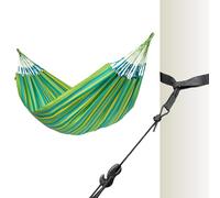 La Siesta® Grand hamac classique double Brisa avec support pour arbre, kit de suspension pour intérieur et extérieur, résistant aux intempéries, vert citron