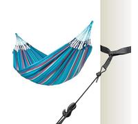 La Siesta® Hamac classique double Brisa avec support d'arbre - Kit de suspension pour intérieur et extérieur - Résistant aux intempéries - Motif vague
