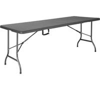 La table buffet Bolero en rotin est pliable et possède un plateau rectangulaire de 1829 x 743 x 728 mm.