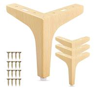 La Vane Lot de 4 pieds de meubles en métal de 15,2 cm - Style moderne - Triangle en diamant - Pieds d'angle en bois naturel pour remplacement DIY - Pour placard, canapé, buffet, fauteuil, commode