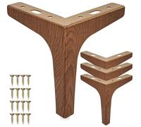 La Vane Lot de 4 pieds de meubles en métal noyer - Hauteur: 13 cm - Design triangle diamant - Pour armoire, canapé et étagère - Pieds stables avec vis - Montage facile