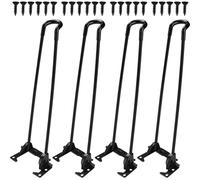 La Vane Lot de 4 pieds de table pliables en métal - 40 cm - Noir | Fer dur, capacité de charge de 220 kg, trous pré-percés et vis, pliable et mobile, pour table basse, table d'ordinateur