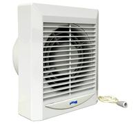 La Ventilazione AA15FS-Y Aspirateur Mural hélicoïdal avec Emballage ø 150 mm et Interrupteur à Tirer. Portée : 230 m³/h. Puissance absorbée 8,5 W. Couleur : Blanc. Silencieux : Seulement 50 DB