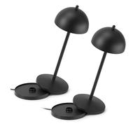 LA VILLE LUMIÈRE LVL Kit de 2 Lampes de Table EvaG Rechargeables Sans Fil - Lampe LED à Variateur Tactile pour Intérieur/Extérieur IP65 - Température de Lumière de 2200 à 3000K, Longue Durée, Noir