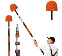 LAANPOLE Plumeau Poussiere 6m avec Perche Télescopique, Plumeau Telescopique pour Nettoyage, Tete de Loup pour Plafonds et Coins - Usage Intérieur/Extérieur
