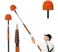LAANPOLE Plumeau Poussiere 7,2m avec Perche Télescopique, Plumeau Telescopique pour Nettoyage, Tete de Loup pour Plafonds et Coins - Usage Intérieur/Extérieur
