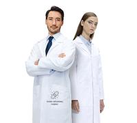 Lab Coat X Blouse Blanche 100% Coton de Chimie Homme & Femme, Blouse de Laboratoire Professionnelle, Fermeture à Pressions de Sécurité, Coupe Confortable avec Poches Multiples