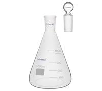 Labasics Flasque Erlenmeyer en Verre Borosilicaté avec Bouchon à Joint 24/40, Flasque Conique pour Mélange et Stockage de Réactifs de Laboratoire, 1000 ml